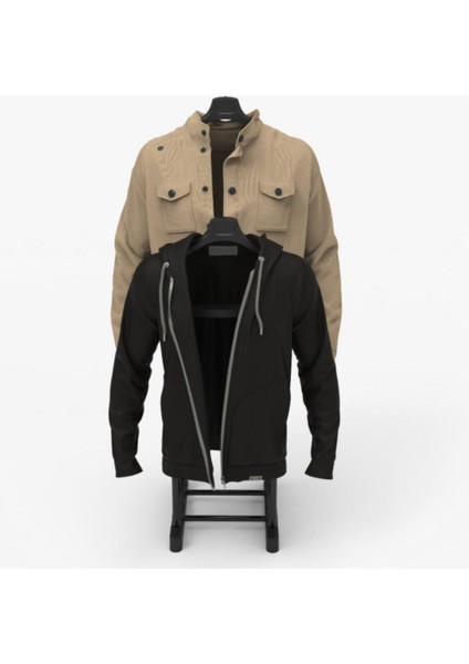 Lerato Çift Askılıklı Dilsiz Uşak Elbise Askısı Siyah / Krom - Yükseklik Ayarlı fiyatları