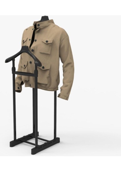 Lerato Çift Askılıklı Dilsiz Uşak Elbise Askısı Siyah / Krom - Yükseklik Ayarlı fırsatları