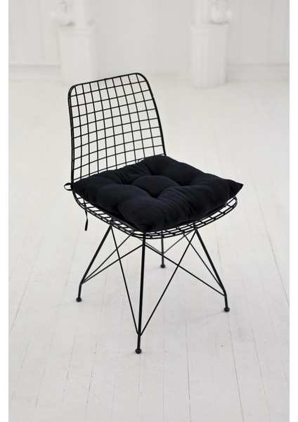 Aydemir Collection Pofuduk 4'lü Siyah Kare Sandalye Minderi 40 x 40 cm