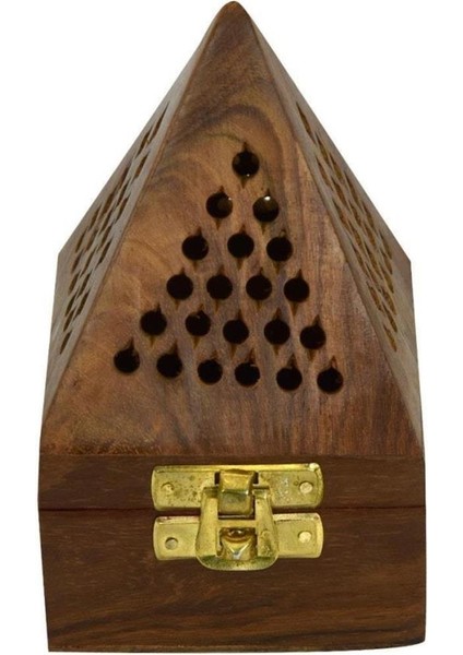 Mnk Ahşap Piramit Tütsülük Konik Tütsü Yakma Kutusu Küçük 14CM