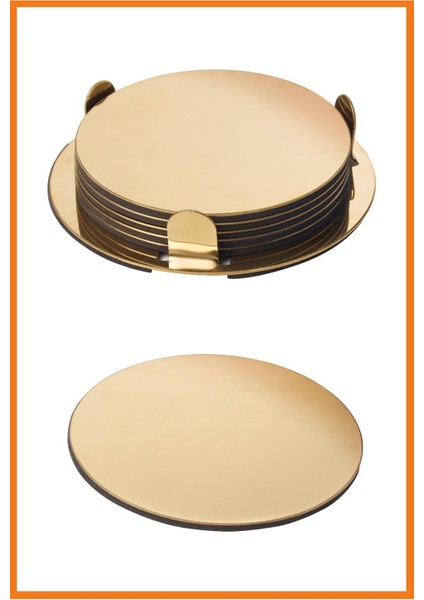 Alony Home Glattis Bardak Altlığı 6 Adet 8.5 cm Pirinç Rengi