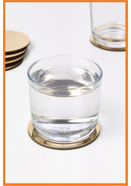 Alony Home Glattis Bardak Altlığı 6 Adet 8.5 cm Pirinç Rengi