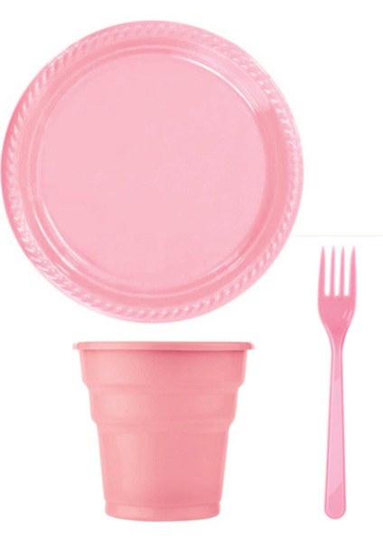 Boncukavm Pembe Tabak Bardak Çatal Set 75 Parça