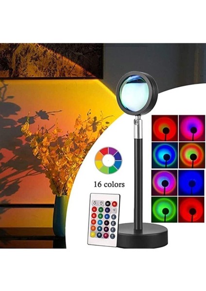 Canderel Uzaktan Kumandalı Gün Batımı 16 Renkli Gökkuşağı Rgb Atmosfer Projeksiyon Lambası