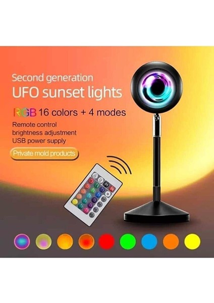 Canderel Uzaktan Kumandalı Gün Batımı 16 Renkli Gökkuşağı Rgb Atmosfer Projeksiyon Lambası fiyatları