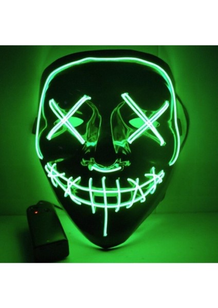 Erdemshop Hallowen LED Işıklı Neon Maske 3 Modlu Parti Eğlence Maskesi Erdemshop Yeşil LED