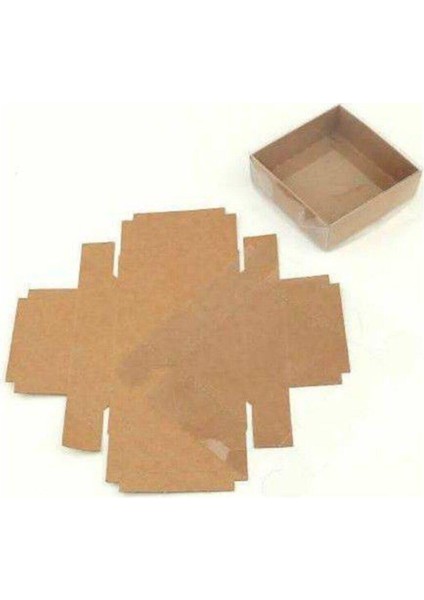 Ferminex Taş ve Şeker Için Şeffaf Kapaklı Kraft Hediyelik Kutu 8X8X3 Kraft Asetat Kutu 100 Adet modelleri