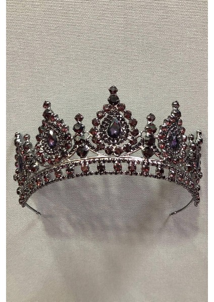 Hayalperest Boncuk Mürdüm Kristal Taşlı Kına ve Gelin Tacı