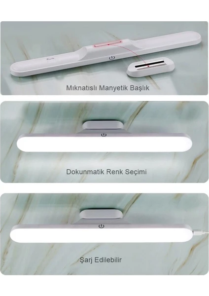 Cata Mıknatıslı Şarjlı LED Işık Micro USB Şarjlı Kablosuz LED Lamba 3 Farklı Işık Martı LED Aplik