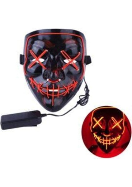 Jetcom Hallowen LED Işıklı Neon Maske 3 Modlu Parti Eğlence Maskesi Transparan Kırmızı fiyatları
