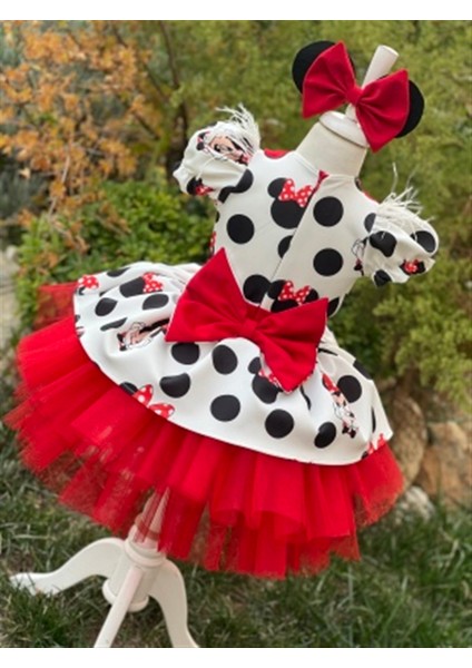 Kız Çocuk Miki Mickey Mouse Kırmızı Tüllü Kabarık Elbise modelleri