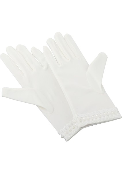 Kadın Saten İnci Dantel Eldiven Bilek Uzunluğu (Yurt Dışından)