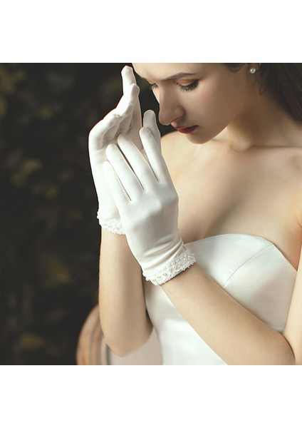 Kadın Saten İnci Dantel Eldiven Bilek Uzunluğu (Yurt Dışından) modelleri