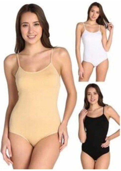 Kadın 6 Lı Karışık Renk Pamuklu Likralı Ip Askılı Çıtçıt Kanca Lı Body Zıbın Atlet 2081