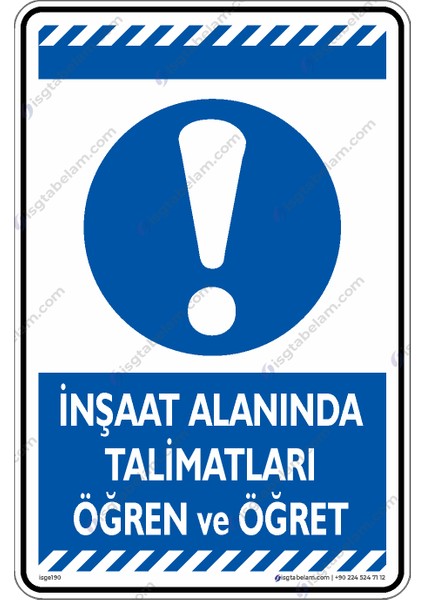 Inşaat Alanında Talimatları Öğren ve Öğret 25x35 etiket