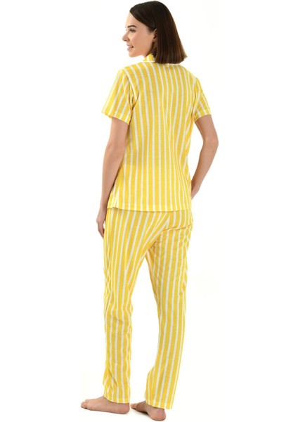 Yeni Inci Önden Düğmeli Kısa Kol Kadın Pijama Takım BPJ1848