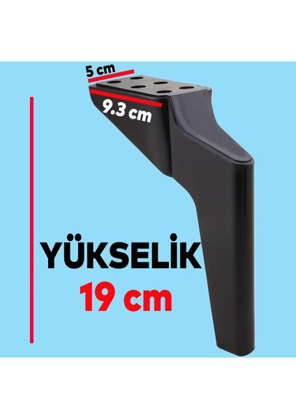 Lüks Mobilya Kanepe Sehpa Tv Ünitesi Koltuk Ayağı 19 cm Siyah Baza Ayak