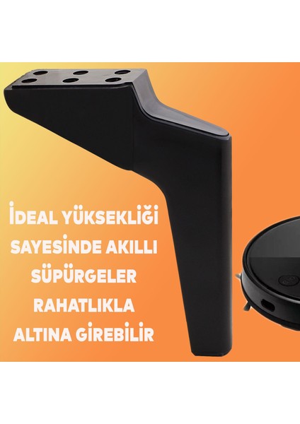 Lüks Mobilya Kanepe Sehpa Tv Ünitesi Koltuk Ayağı 19 cm Siyah Baza Ayak
