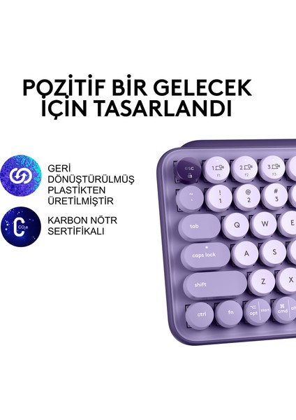 POP Keys Cosmos Özelleştirilebilir Emoji Tuşlu Mekanik Kablosuz Klavye - Lila