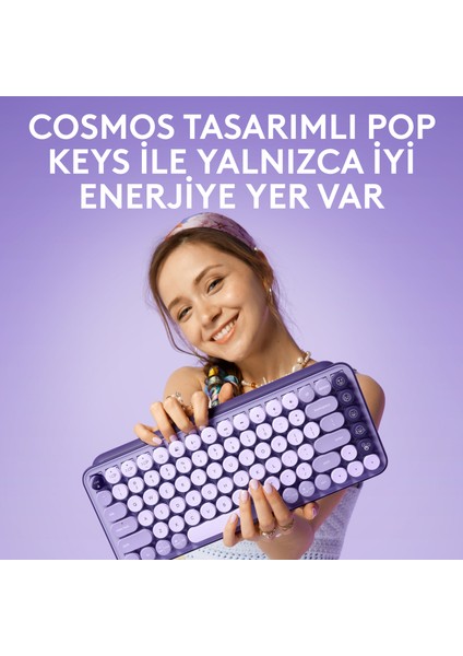 POP Keys Cosmos Özelleştirilebilir Emoji Tuşlu Mekanik Kablosuz Klavye - Lila