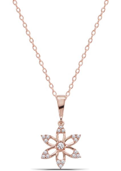Minimal Lotus Çiçeği 925 Ayar Gümüş Kadın Rose Kolye