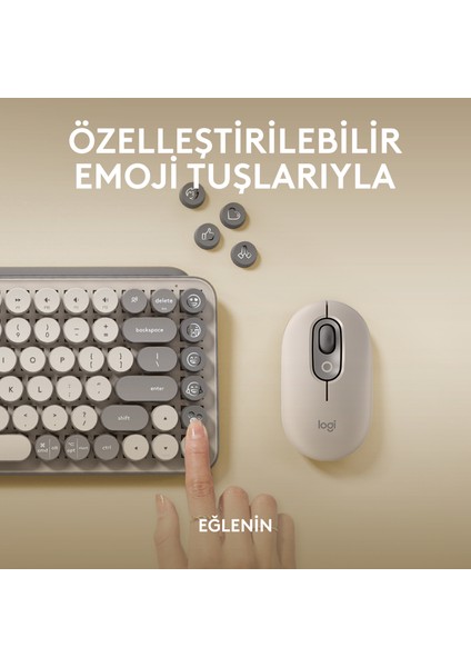 POP Keys Mist Özelleştirilebilir Emoji Tuşlu Mekanik Kablosuz Klavye - Bej