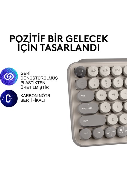 POP Keys Mist Özelleştirilebilir Emoji Tuşlu Mekanik Kablosuz Klavye - Bej