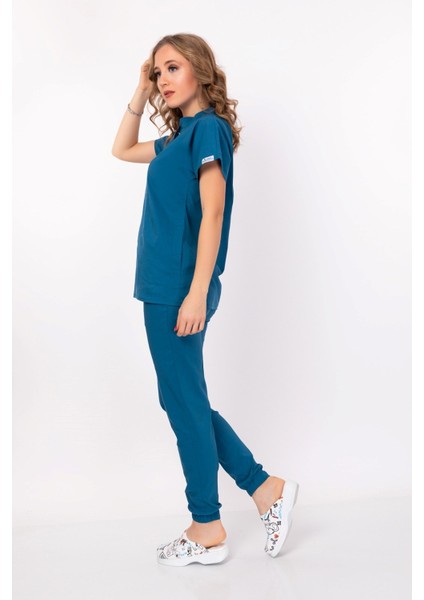 Petrol Mavisi Çıt Çıtlı Hakim Yaka Doktor, Hemşire, Hastane, Cerrahi Takım