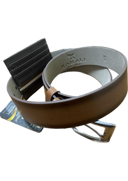 Karali Deri Karalı Erkek Kemer Kot ve Kanvasa Uygun Kahve Rengi 4097-3-125 cm modelleri