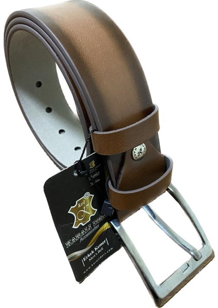 Karali Deri Karalı Erkek Kemer Kot ve Kanvasa Uygun Kahve Rengi 4097-3-125 cm fırsatları