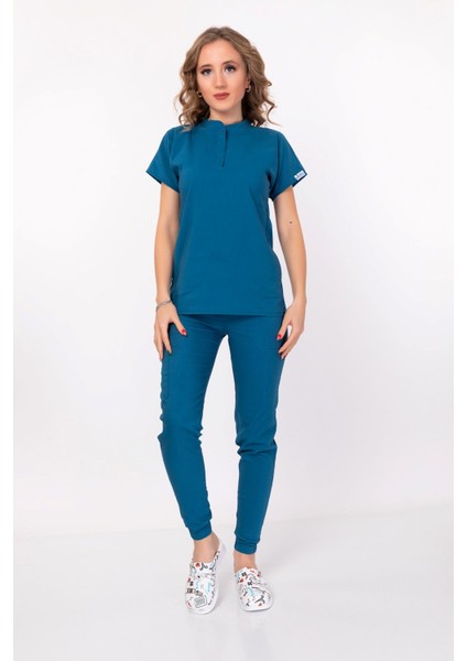 Petrol Mavisi Çıt Çıtlı Hakim Yaka Doktor, Hemşire, Hastane, Cerrahi Takım fiyatları