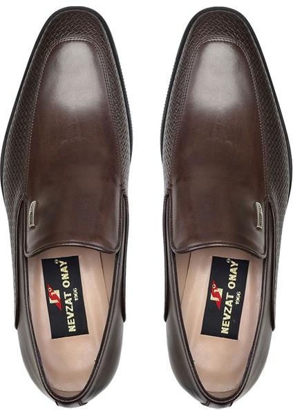 Kahverengi Baskı Deri Erkek Ayakkabı -11338- modelleri