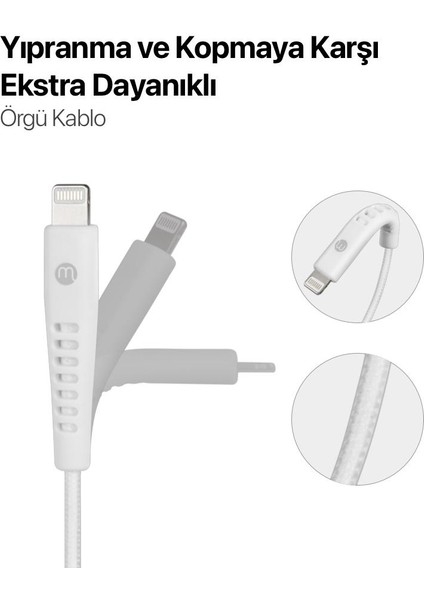 by ttec 3A/27W Hızlı Şarj Destekli Ekstra Dayanıklı 200cm USB-C -iPhone Lightning Şarj Kablosu