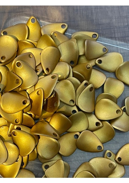 1.5 cm Sarı Renkli Metal Sedefli Yaprak Delikli Boncuk 100 Adet fiyatları