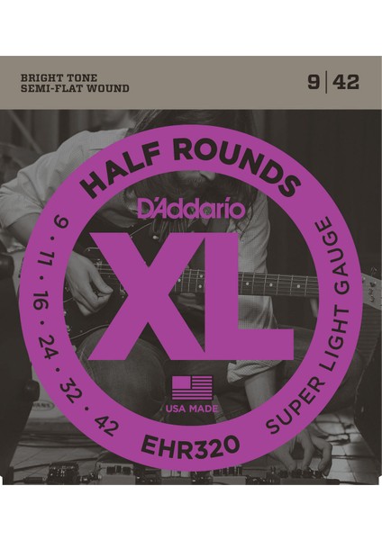 D’addario EHR320 Half Round Elektro Gitar Teli (9-42)