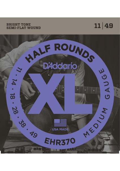 D’addario EHR370 Half Rounds, Medium Elektro Gitar Teli 011-049