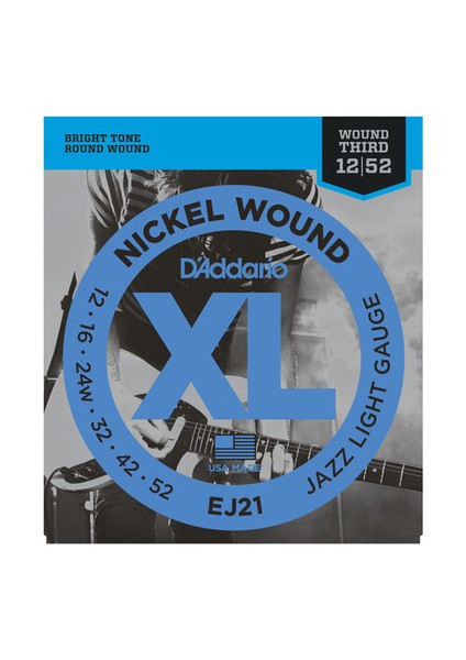 D’addario EJ21 Nickel Wound, Jazz Light, 12-52 Elektro Gitar Tel