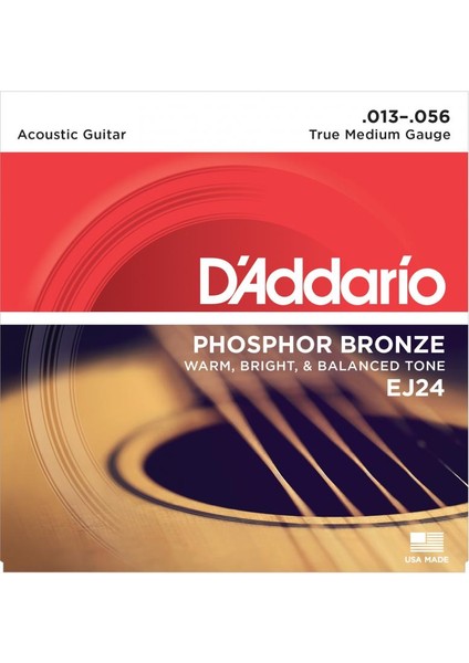 D´addario EJ24 True Medium Akustik Gitar Teli (13-56)