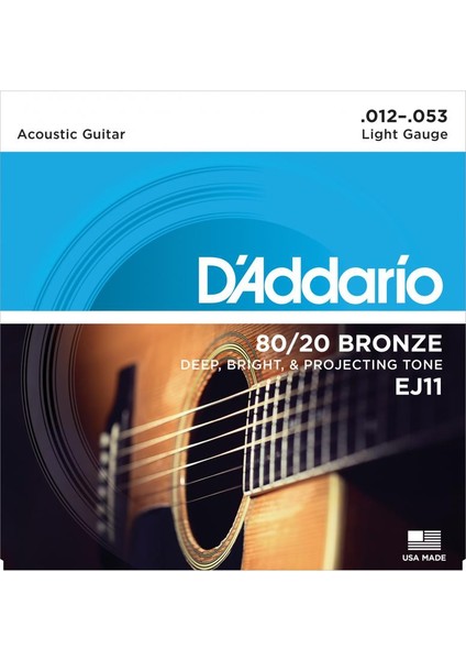 D’addario EJ11 80/20 Bronze Akustik Gitar Teli (12-53)