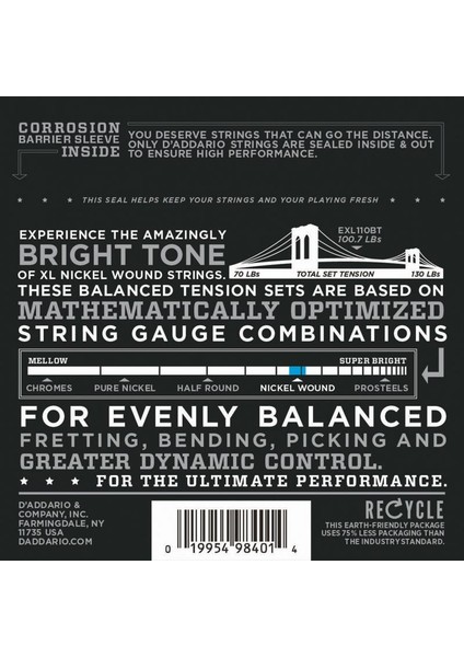 D’addario EXL110BT Nickel Wound, Balanced Tension Regular Light, fiyatları