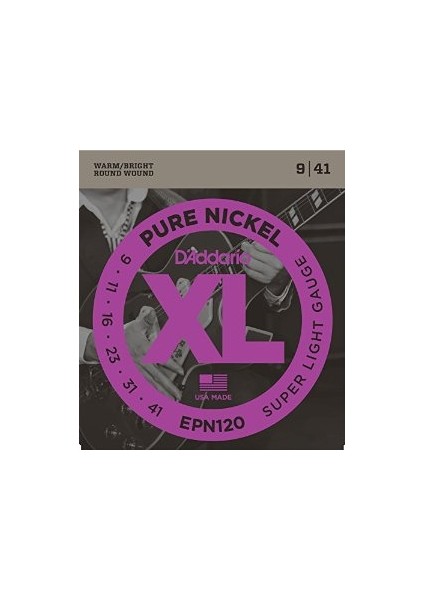 D’addario EPN120 Pure Nickel, Super Light, 9-41 Elektro Gitar Te