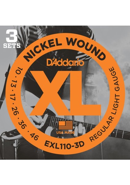 Daddario EXL110-3D Xl (3 Set) Regular Light 0.10-0.46
