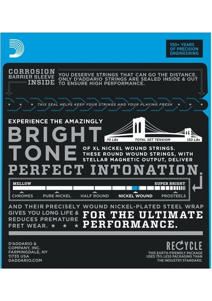 D’addario EXL110-7 Nickel Wound Set 7 Telli Elektro Gitar Teli ( fiyatları