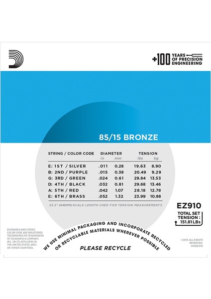 Akustik Gitar Tel Seti, 85/15 Bronze, Lıght Gauge ( modelleri