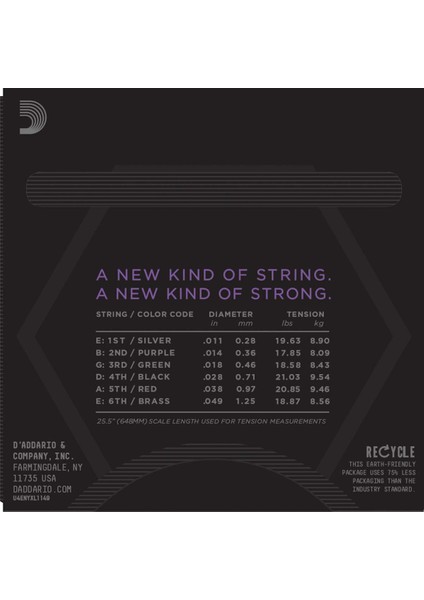 D’addario NYXL1149 Nikel Wound Elektro Gitar Teli (11-49) modelleri