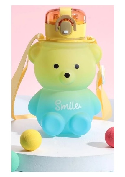 Smile Ayıcık Model Su Matarası Su Şişesi Suluk 800 0ml Bpa Içermez Matara Suluk