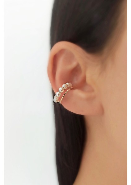 Tekli Iki Sıra Incili %earcuff Kıkırdak Küpe TRKÜPE35045