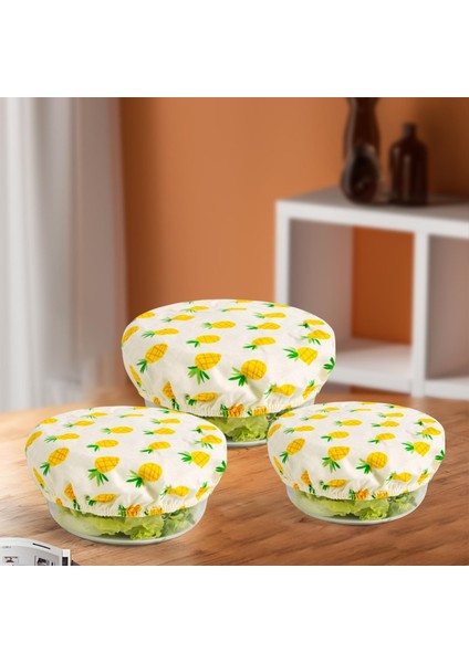 3x Streç Sarma Kasesi Ev Saklama Kapları Için Sofra Takımı Kapaklar Ananas Seti (Yurt Dışından)