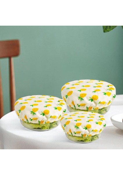 3x Streç Sarma Kasesi Ev Saklama Kapları Için Sofra Takımı Kapaklar Ananas Seti (Yurt Dışından)