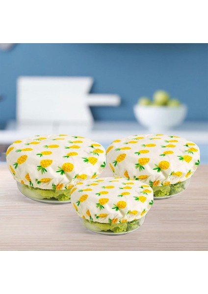 3x Streç Sarma Kasesi Ev Saklama Kapları Için Sofra Takımı Kapaklar Ananas Seti (Yurt Dışından)